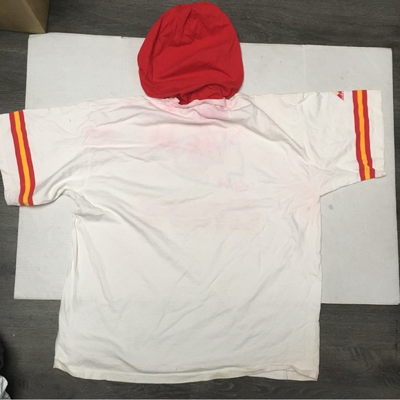 Vintage 90s Kansas City Chiefs Apex One Hooded White T-Shirt NFL Size Large ** - Picture 7 of 11